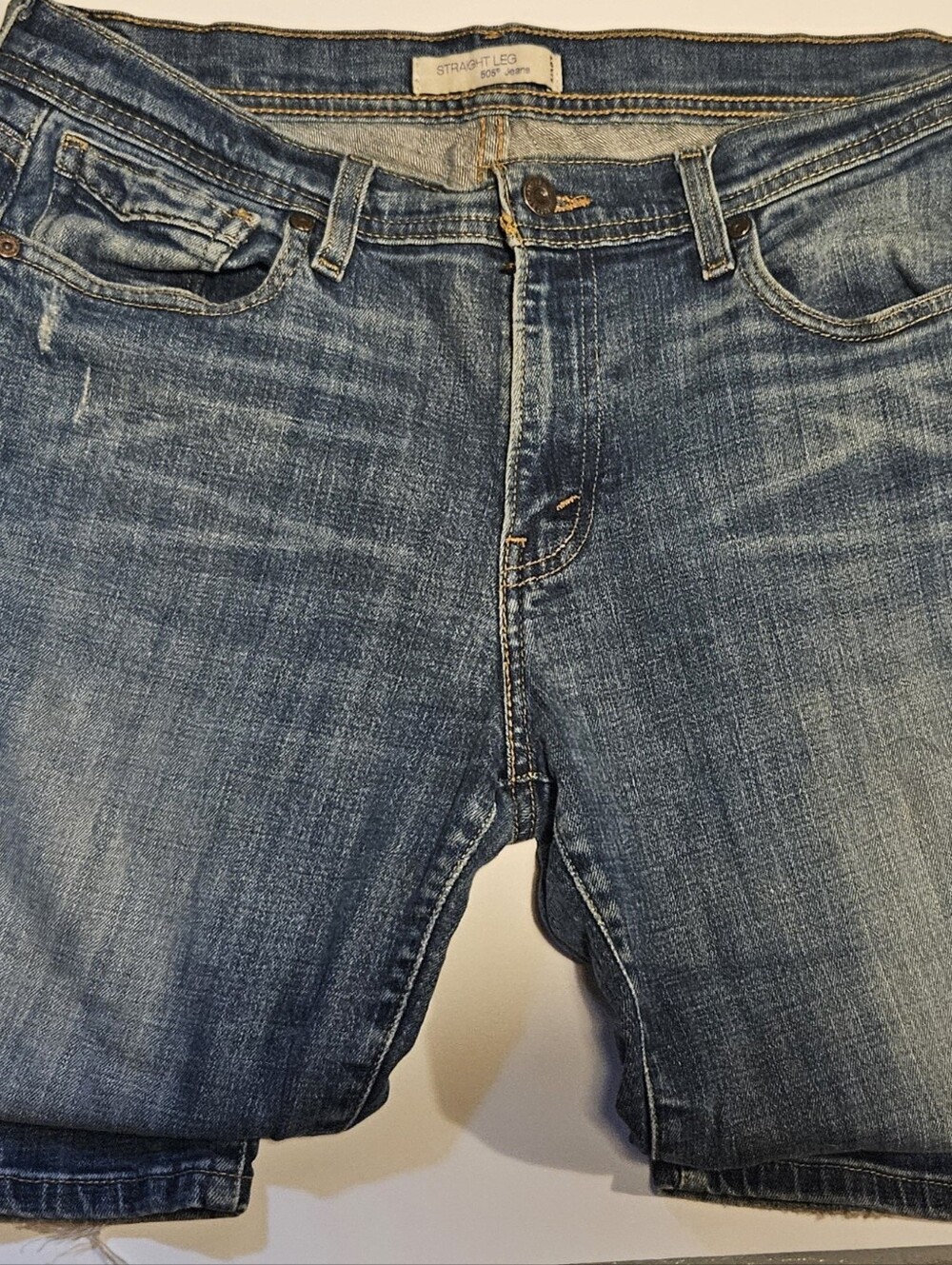 Levis 505 Womens 12M Distressed Straight Leg Jeans